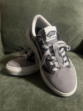 Vans Gray and White Old Skool Platform Sneakers